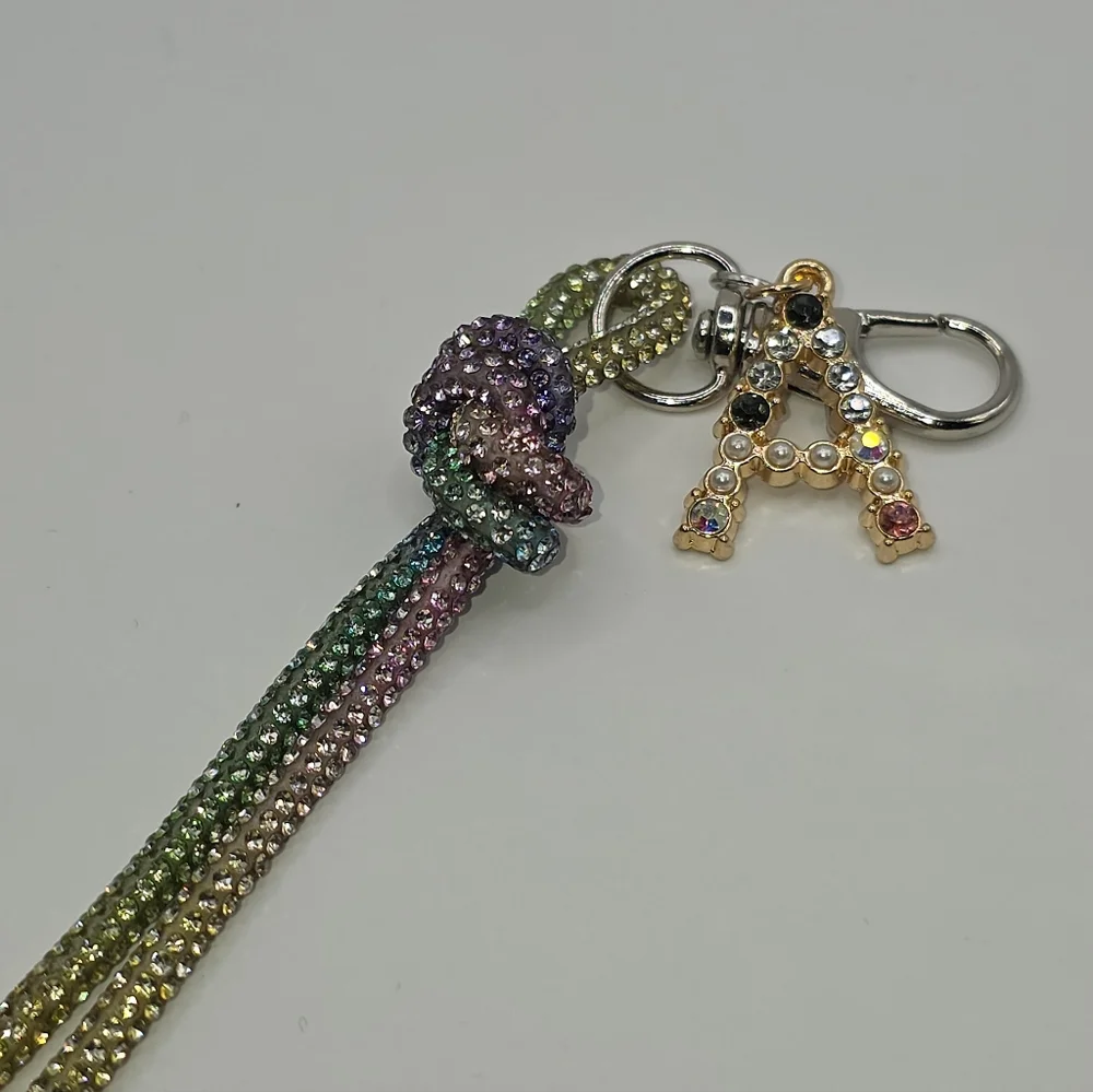 Multicolor Keychain with Initial Charm